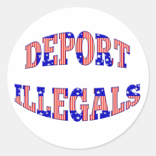 Pegatina Redonda DEPORTAR Pegatinas ILEGALES (Anverso)