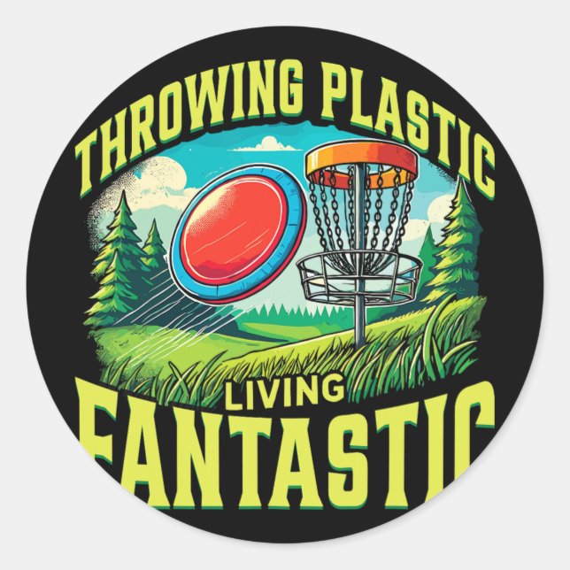 Pegatina Redonda Deporte de Golf de Disco Fantástico de Plástico La (Anverso)