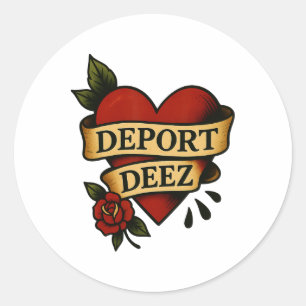 Pegatina Redonda Deporte Deez Deportación De Hielo Protesta Contra