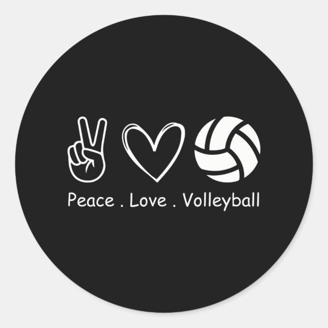 Pegatina Redonda Deporte del equipo de voleibol Peace Love (Anverso)
