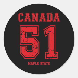 Pegatina Redonda Deporte divertido al estilo de Canadá 51 Maple Sta