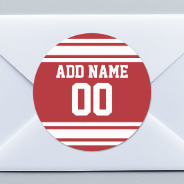 Pegatina Redonda Deporte Jersey con su nombre y número