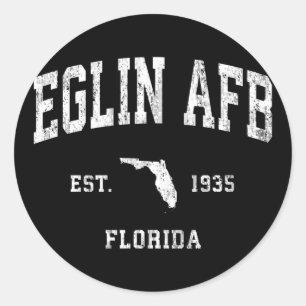 Pegatina Redonda Deportes Atléticos Eglin Afb Florida