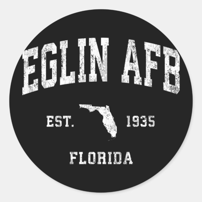 Pegatina Redonda Deportes Atléticos Eglin Afb Florida (Anverso)