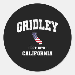Pegatina Redonda Deportes Atléticos Estatales Gridley California Ca