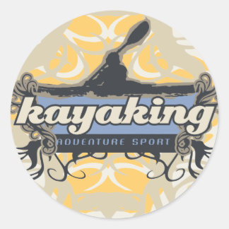 Pegatina Redonda Deportes de aventura Kayak camisetas y regalos