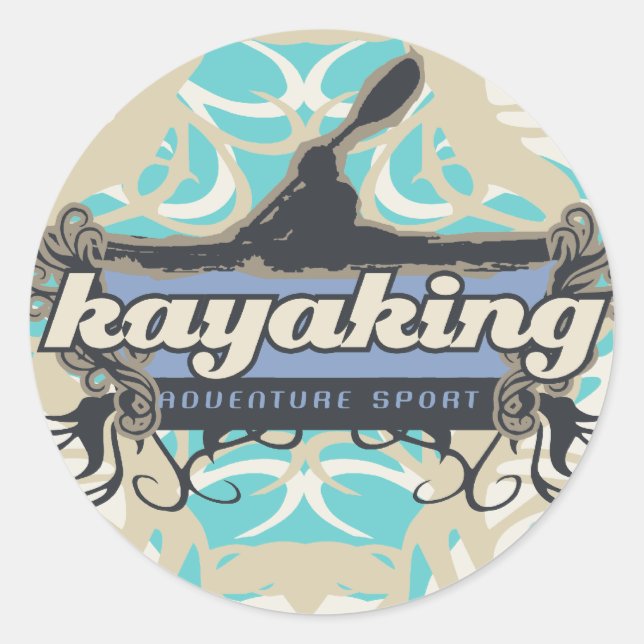 Pegatina Redonda Deportes de aventura Kayak camisetas y regalos (Anverso)