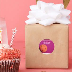 Pegatina Redonda Deportes de baloncesto Naranja Rosado