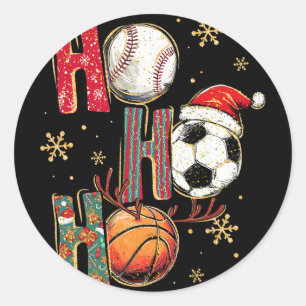 Pegatina Redonda Deportes de Ho Ho Ho Navidad Vender Fútbol Boceto