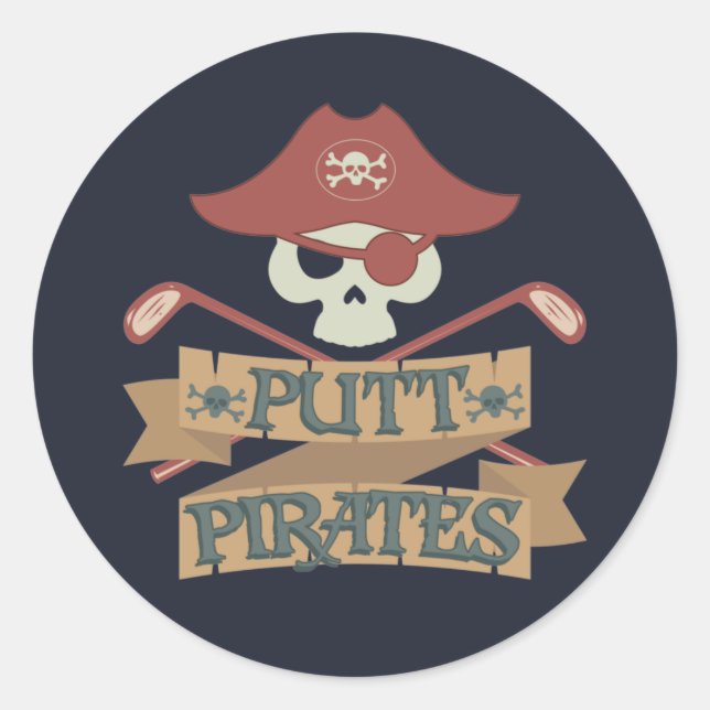 Pegatina Redonda Deportes de Hobby de Putt Pirates (Anverso)