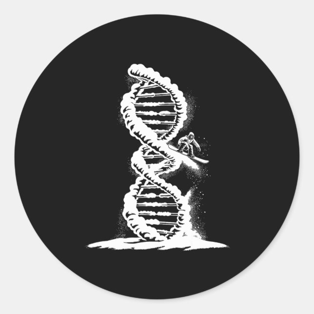 Pegatina Redonda Deportes De Invierno De Snowboard - Snowboard Está (Anverso)