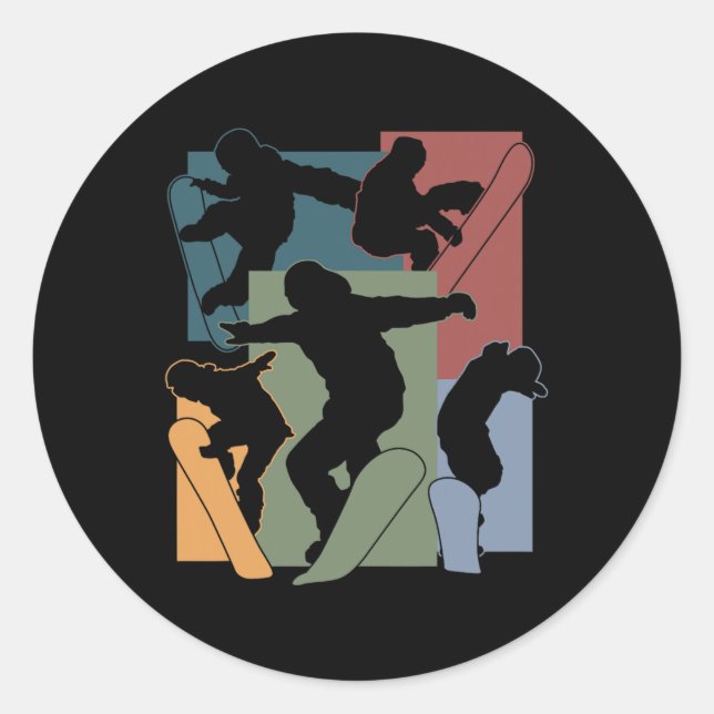 Pegatina Redonda Deportes de invierno divertidos Snowboard Lover Sn (Anverso)