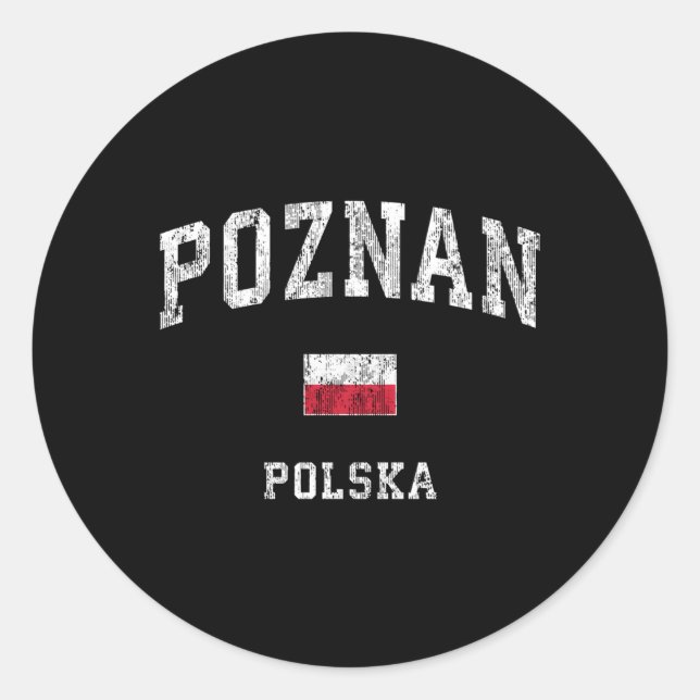Pegatina Redonda Deportes deportivos de Poznan Poland Polska (Anverso)
