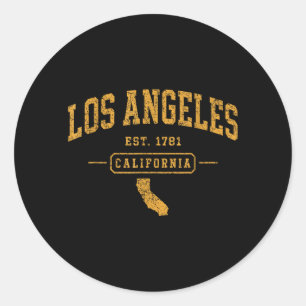 Pegatina Redonda Deportes Retro Vintage Los Ángeles California