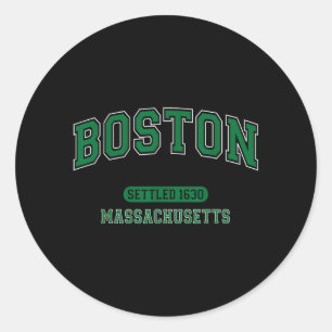 Pegatina Redonda Deportes Vintage Boston Massachusetts Colonizada 1
