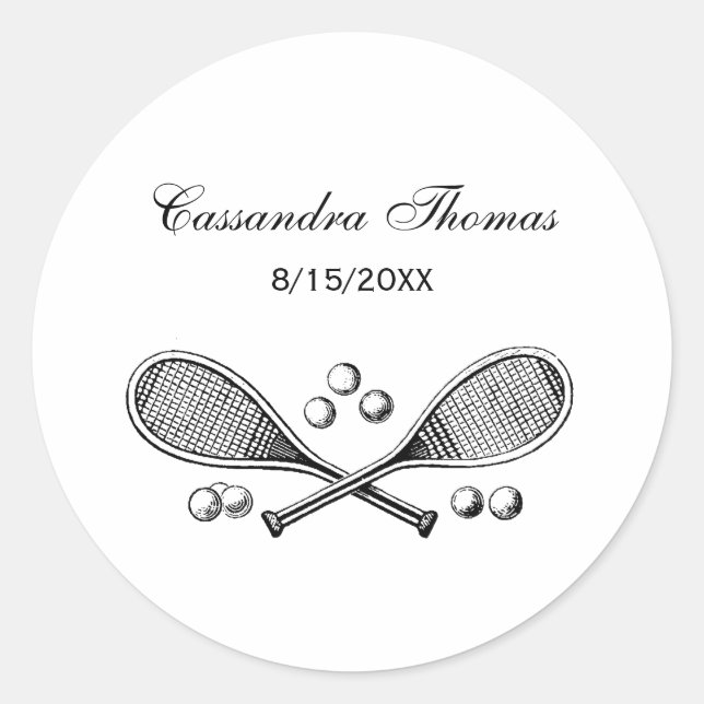 Pegatina Redonda Deportes Vintage Tenis Racquet (Anverso)