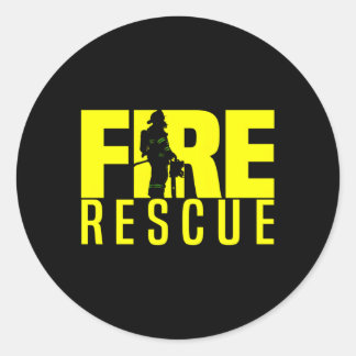 Pegatina Redonda Depósito de Rescate de Bomberos Servicio de Unifor