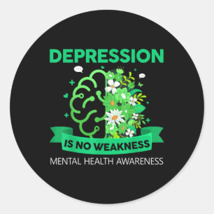Pegatina Redonda Depresión No Debilidad Salud Mental Salud Mental