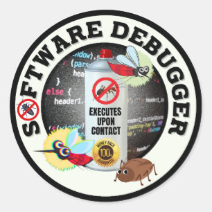 Pegatina Redonda Depurador de software