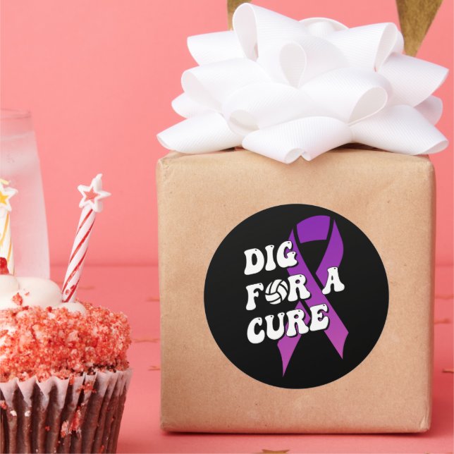 Pegatina Redonda Depurar Para Una Cura, Concienciación Sobre El Cán (Fiesta)