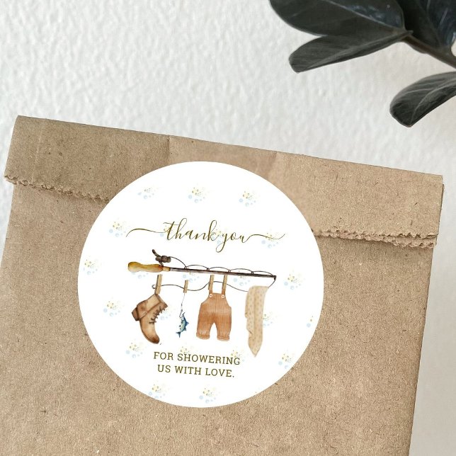 Pegatina Redonda Derby Boy Baby Shower, pescador de la línea de la  (Subido por el creador)