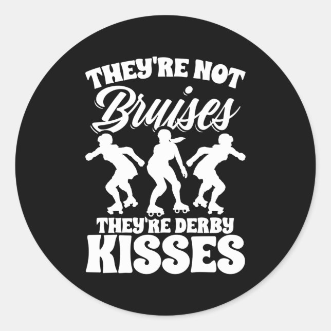 Pegatina Redonda Derby Kisses Roller Derby Skater Skater Skater Ska (Anverso)