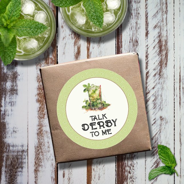 Pegatina Redonda Derby Watercolor Mint Julep (Watercolor Mint Julep Talk Derby to Me Round Stickers - 2 sizes available)