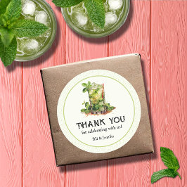 Pegatina Redonda Derby Watercolor Mint Julep