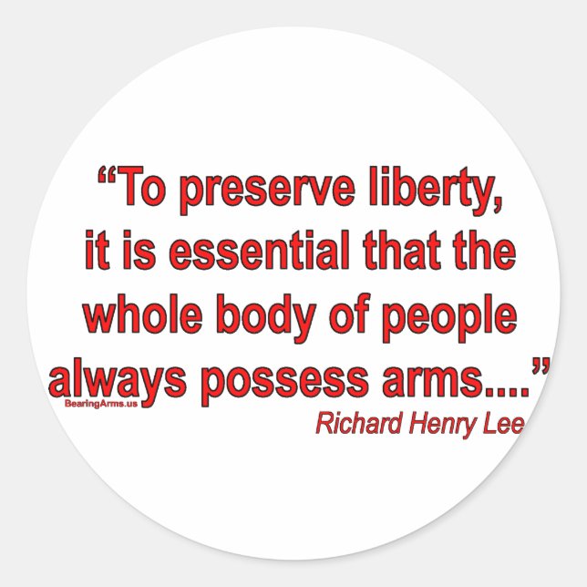 Pegatina Redonda Derechos de armas - Richard Henry Lee (Anverso)