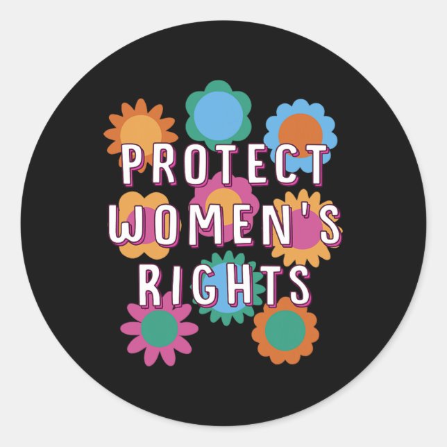 Pegatina Redonda Derechos de la mujer igualdad de género feminista (Anverso)