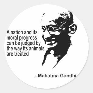 Pegatina Redonda Derechos de los animales de Mahatma Gandhi