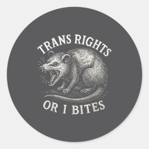 Pegatina Redonda Derechos Trans O Yo Muerdo Divertido Transgénero S