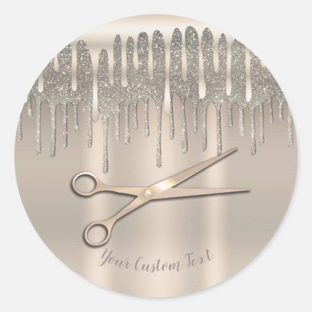 Pegatina Redonda Deriva del Purpurina del diamante de Champagne Gol (Anverso)