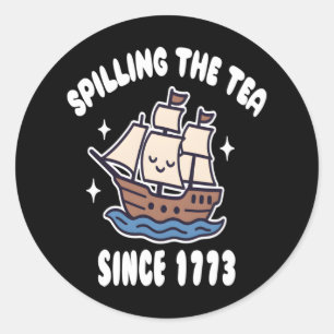 Pegatina Redonda Derramamiento del té desde 1773 - Divertido juego