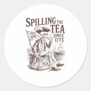 Pegatina Redonda Derramamiento Del Té Desde 1773 Patriótico Estadou