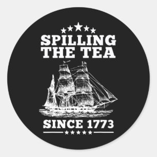Pegatina Redonda Derramamiento del té desde 1773 Retro Diversión Pa