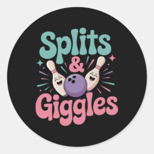 Pegatina Redonda Derrame Y Giggles A Mujeres O Chicas Boliche