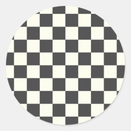 Pegatina Redonda Desactivar tablero de verificación negro y blanco