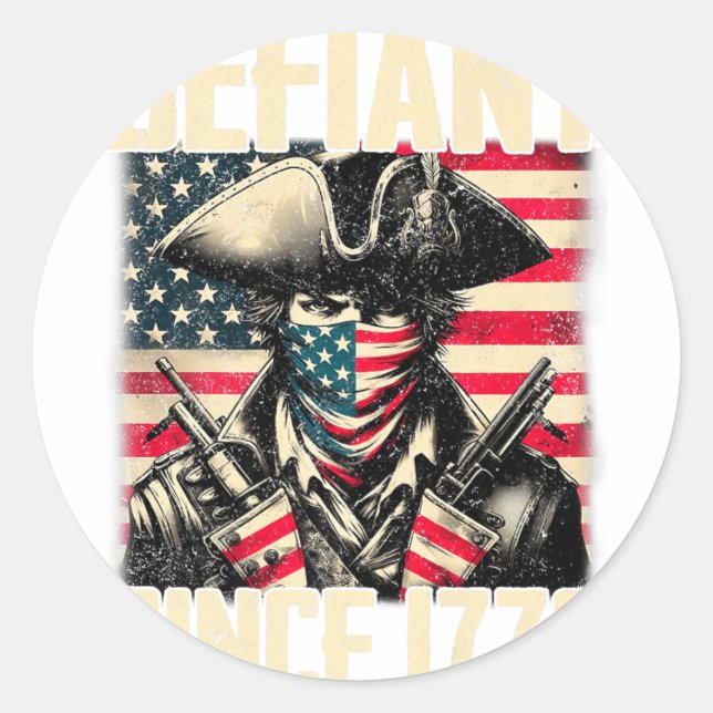 Pegatina Redonda Desafiante desde la familia coincidente de 1776 (Anverso)