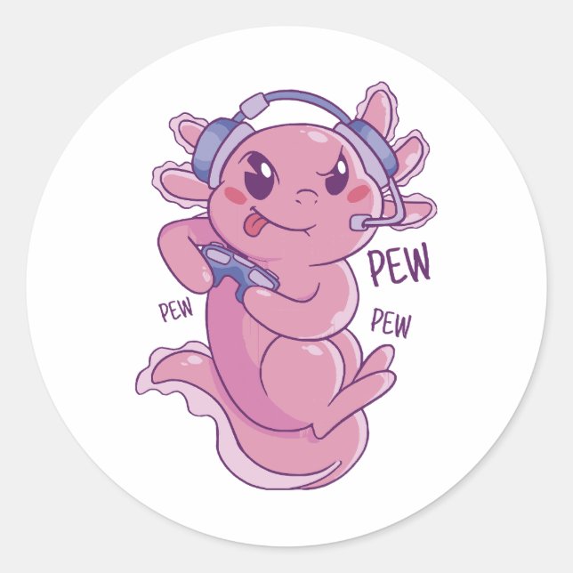 Pegatina Redonda Desafío de jugador de Axolotl Blast (Anverso)