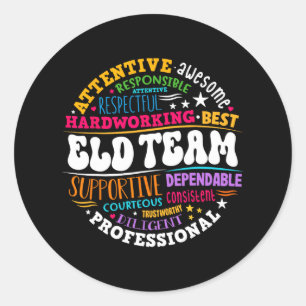 Pegatina Redonda Desarrollo del idioma inglés de Groovy Eld Team Cr