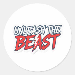 Pegatina Redonda Desata La Bestia - Frase Motivacional de Fitness