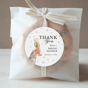 Pegatina Redonda Desayuno Brunch de Despedida de Soltera con Perlas