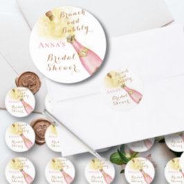 Pegatina Redonda Desayuno Brunch Elegante y Bridal Shower Burbujean