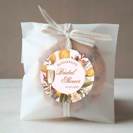 Pegatina Redonda Desayuno Brunch Floral Y Espumoso Shower Nupcial
