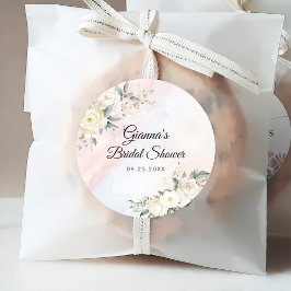 Pegatina Redonda Desayuno Brunch Floral Y Espumoso Shower Nupcial