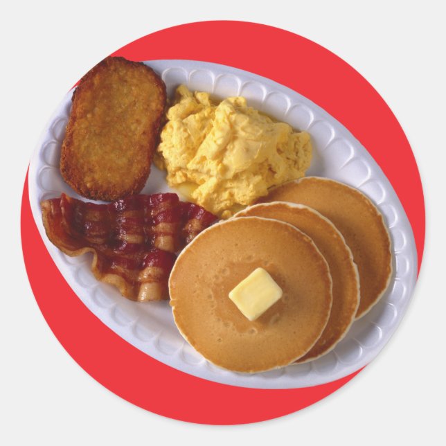 Pegatina Redonda Desayuno con Bacon (Anverso)
