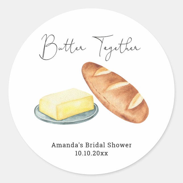 Pegatina Redonda Desayuno de Boda Butter Together (Anverso)