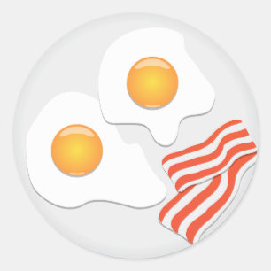 Pegatina Redonda Desayuno de Huevos Fritos y Tocino