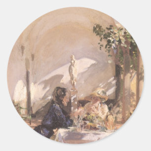 Pegatina Redonda Desayuno en la Loggia de John Singer Sargent